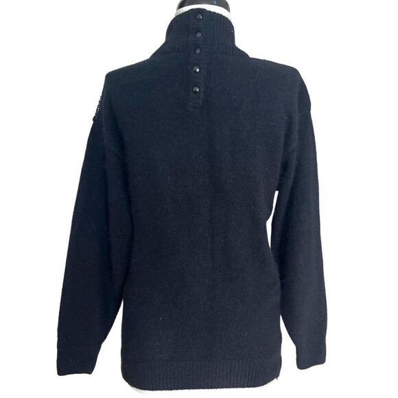 Vintage IB Diffusion Sequin Argyle Mock Neck Sweater Small Silk Wool Red disco - Picture 4 of 11